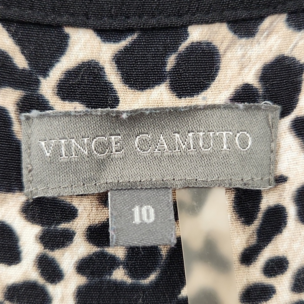 Vince Camuto Animal Print Faux Wrap Dress Women's Size 10 Long Sleeve Tie Waist - Picture 6 of 12